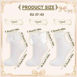 Носки с оборками (6 пар) Белые носки с оборками Dirndl Кружевные носки для женщин Элегантные Милые носки принцессы Кружевные дышащие для женщин Девушек Невест 37-43 synthetic.ua - Фото 1