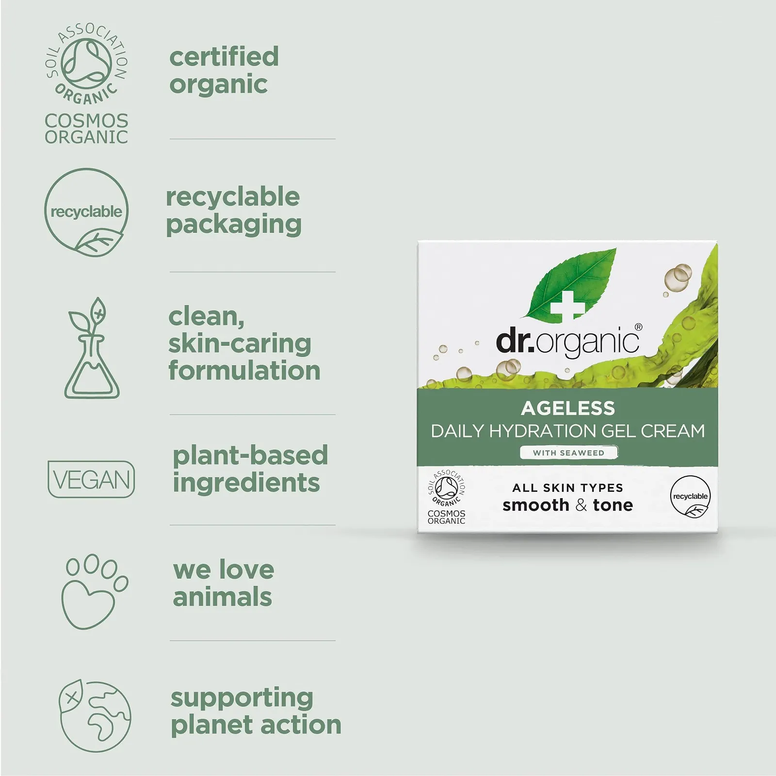Гель-крем Dr Organic Ageless для щоденного зволоження з органічними морськими водоростями, 50 мл, фото №3 Гель-крем Dr Organic Ageless для щоденного зволоження з органічними морськими водоростями, 50 мл, фото №3