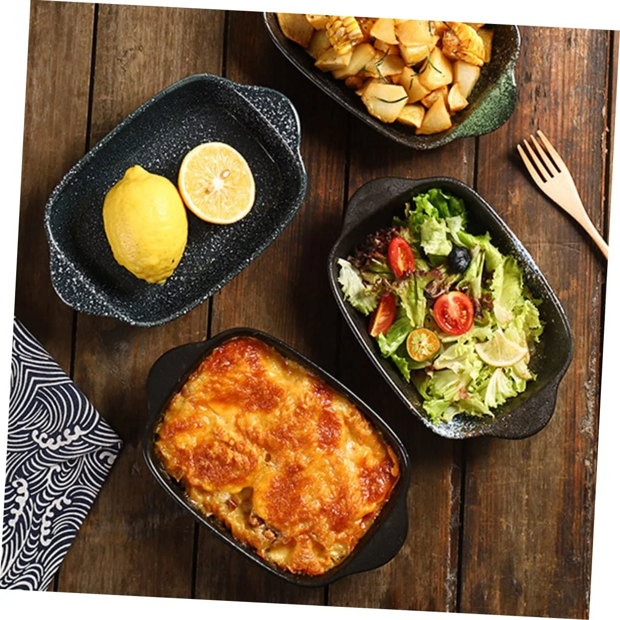 Форма для выпечки Gatuida Керамическая с двойной ручкой термостойкая эргономичная для посудомоечной машины, фото №8