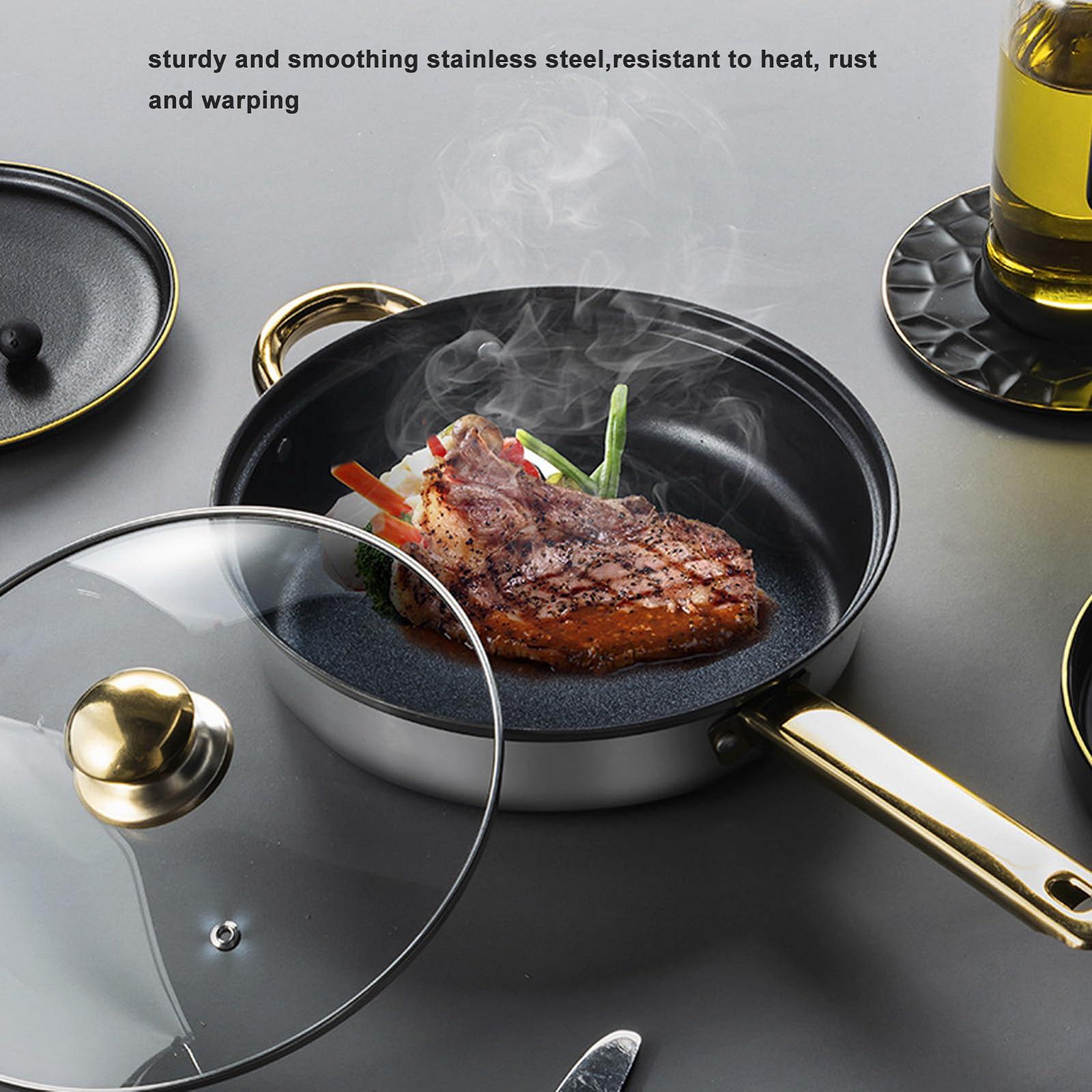 Набір Cookware 12 штук Нержавіюча сталь Золота ручка, фото №2