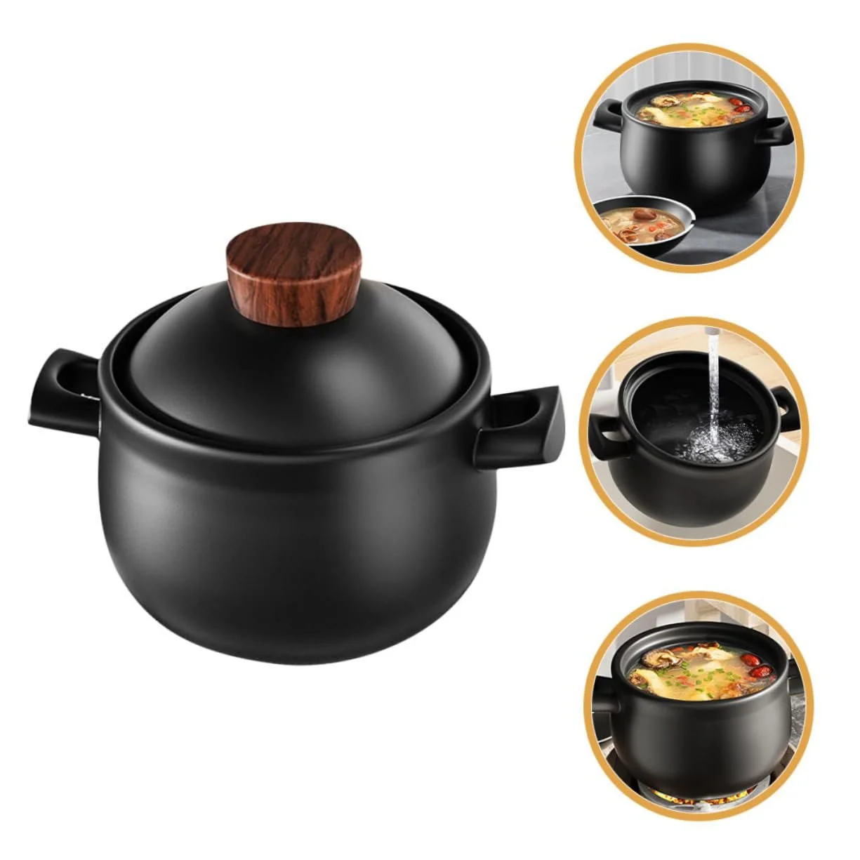 Кастрюля BESTYASH Керамическая Большая вместимость Для газовой плиты С крышкой, фото №2