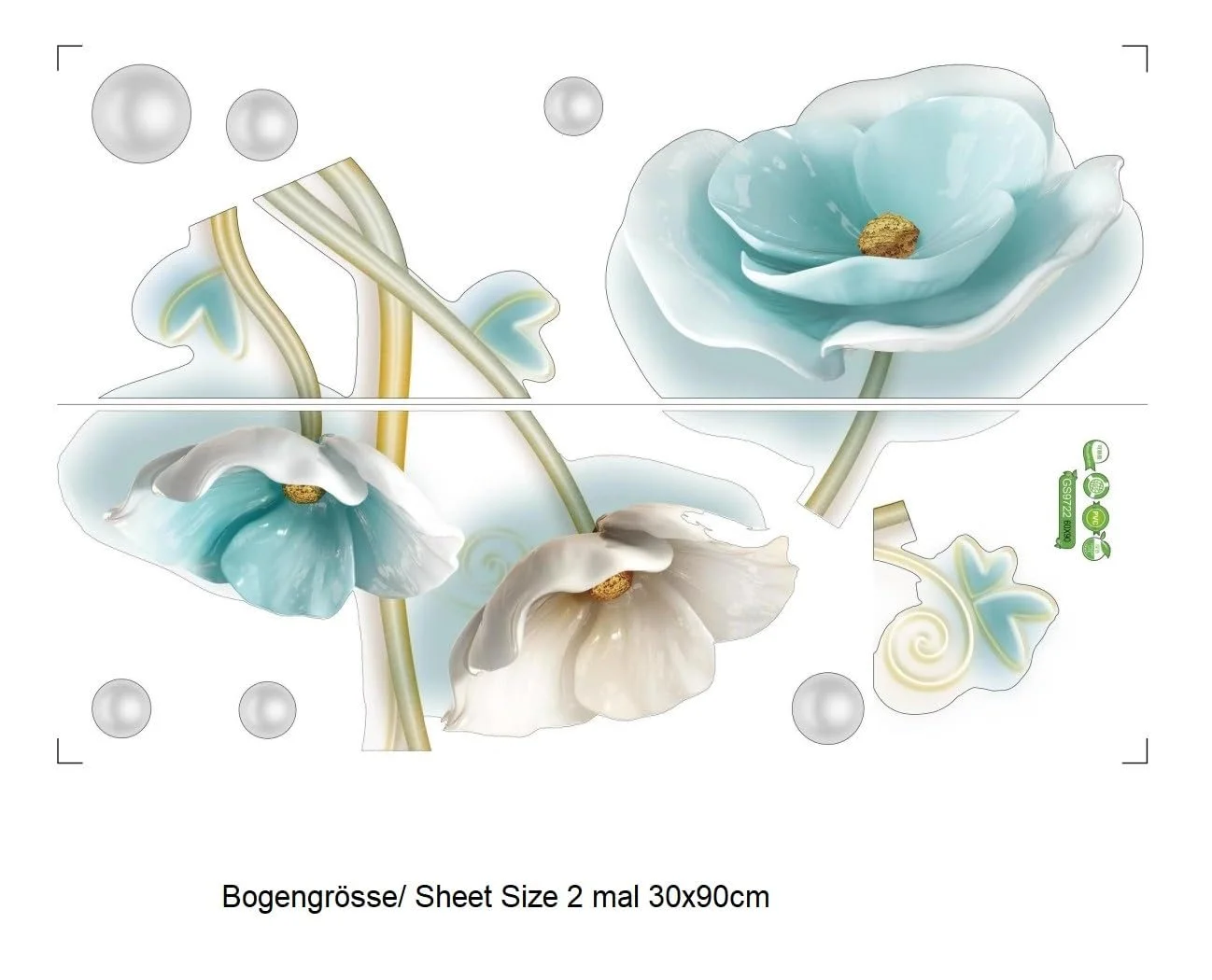 Наклейка на стену COVPAW XXL Тюльпан Голубая, фото №1