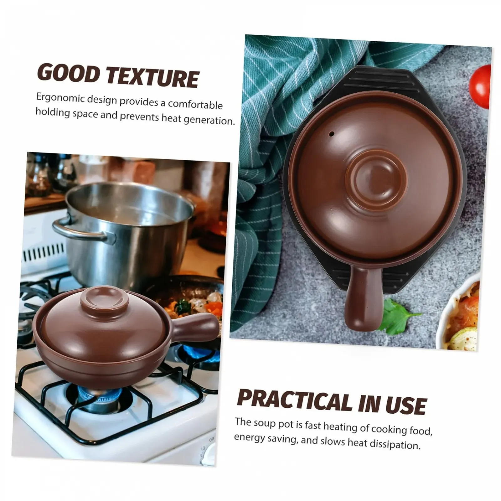 Набір керамічних горщиків NOLITOY з ручкою термостійкий для супів та запікання, фото №4