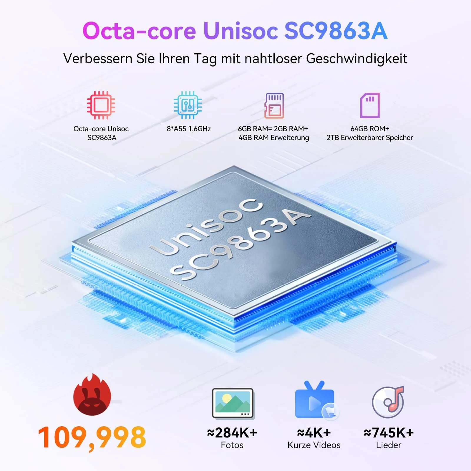 Смартфон Blackview Wave 8C 6GB + 64GB/2TB SD Octa Core 6.56" HD+ 5000mAh 13MP + 8MP 4G Dual SIM, фото №4