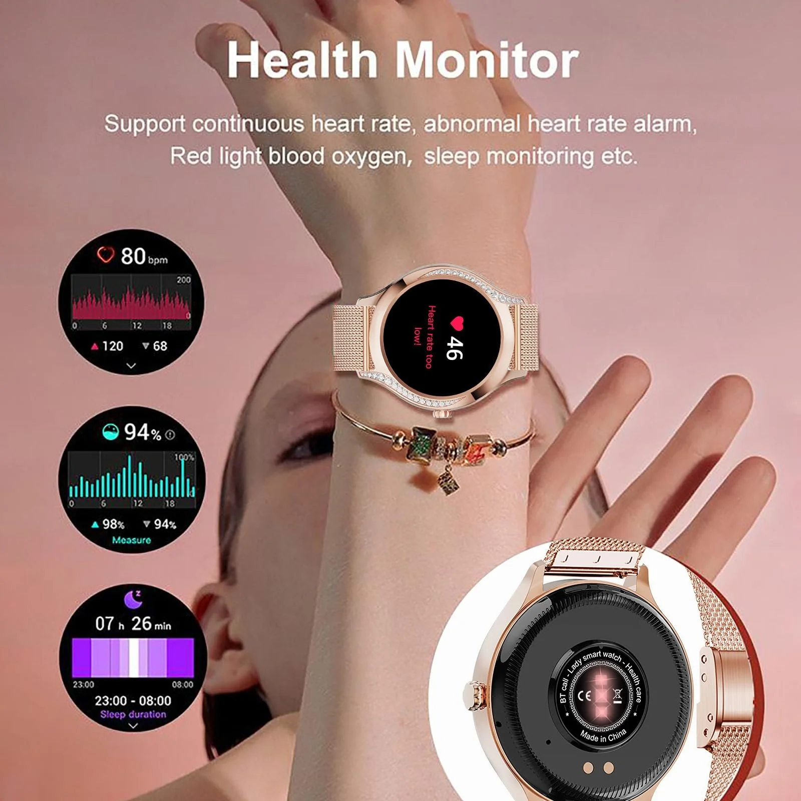 Смартгодинник жіночий Niolina Diamond, 1.19 дюйми, водонепроникність IP68, фото №5