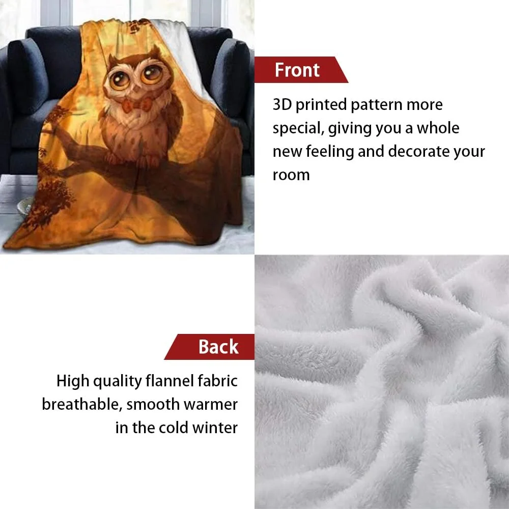 Покривало Фланель Фліс XL 150 x 200 см 3D Сова, фото №2