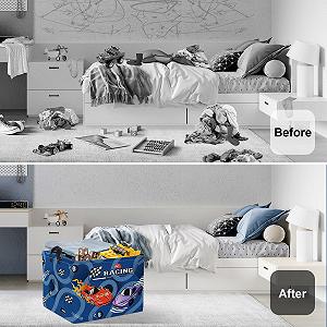 Корзина для игрушек Детская HUUMONSS Гоночная машина, голубой, 36 л synthetic.ua - Фото 1