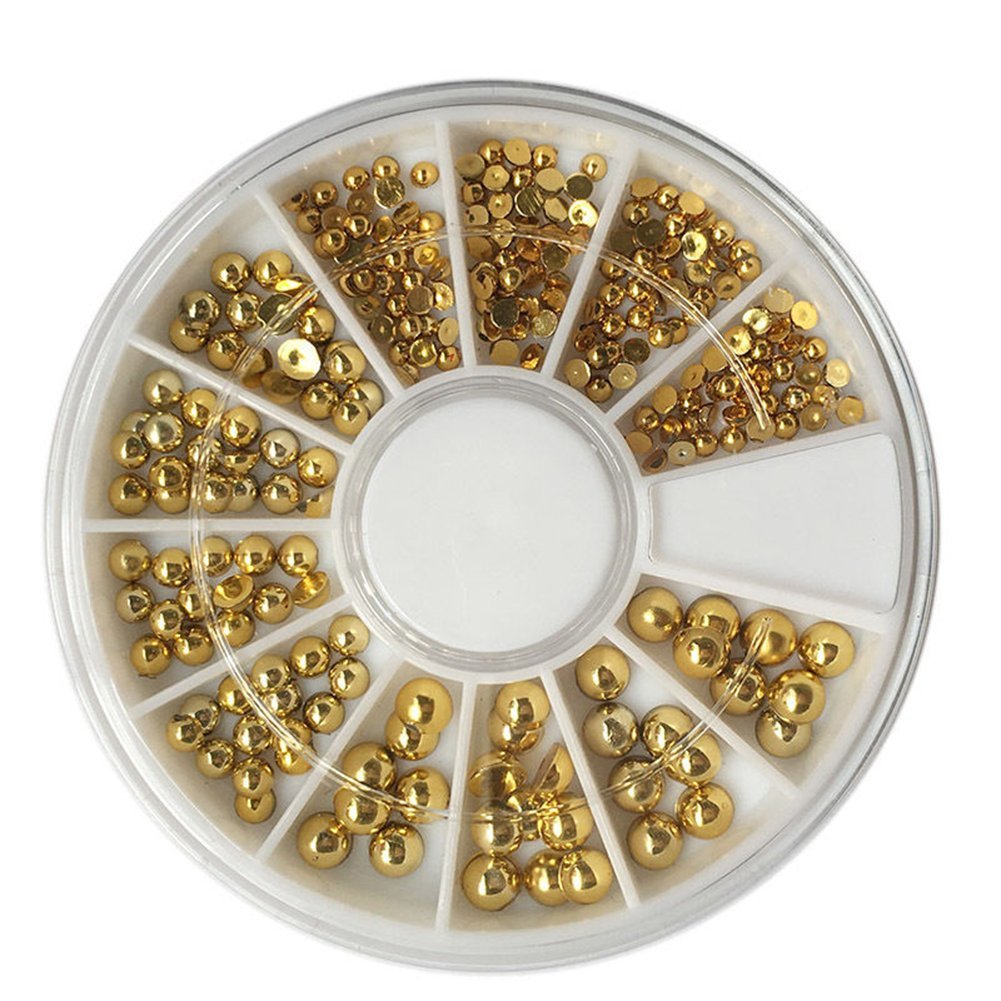 Украшения для ногтей 3D Золото Микс 2/3/4 мм Стразы Плоские бусины, фото №3