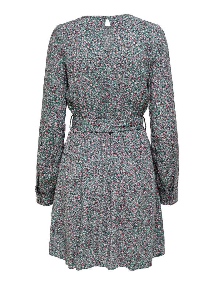 Сукня ONLANE LIFE L/S BELTED DRESS WVN 15242603-Stormy Sea-AOP:CURIOSA DITSY ONLY Сірий S, фото №4