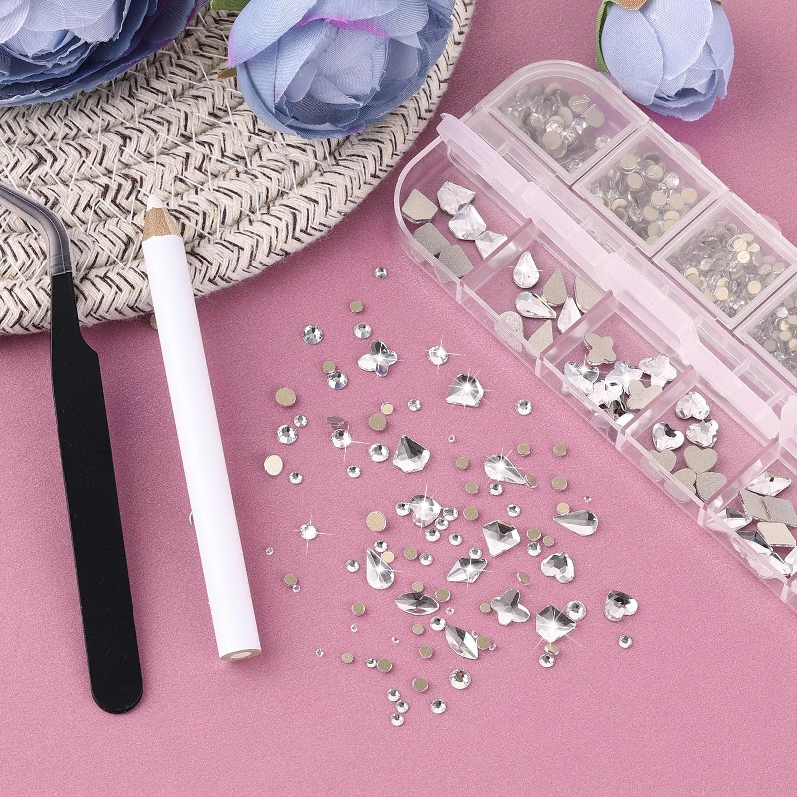 Стразы для ногтей круглые кристаллические 3D декоративные прозрачные, 810 шт, фото №6