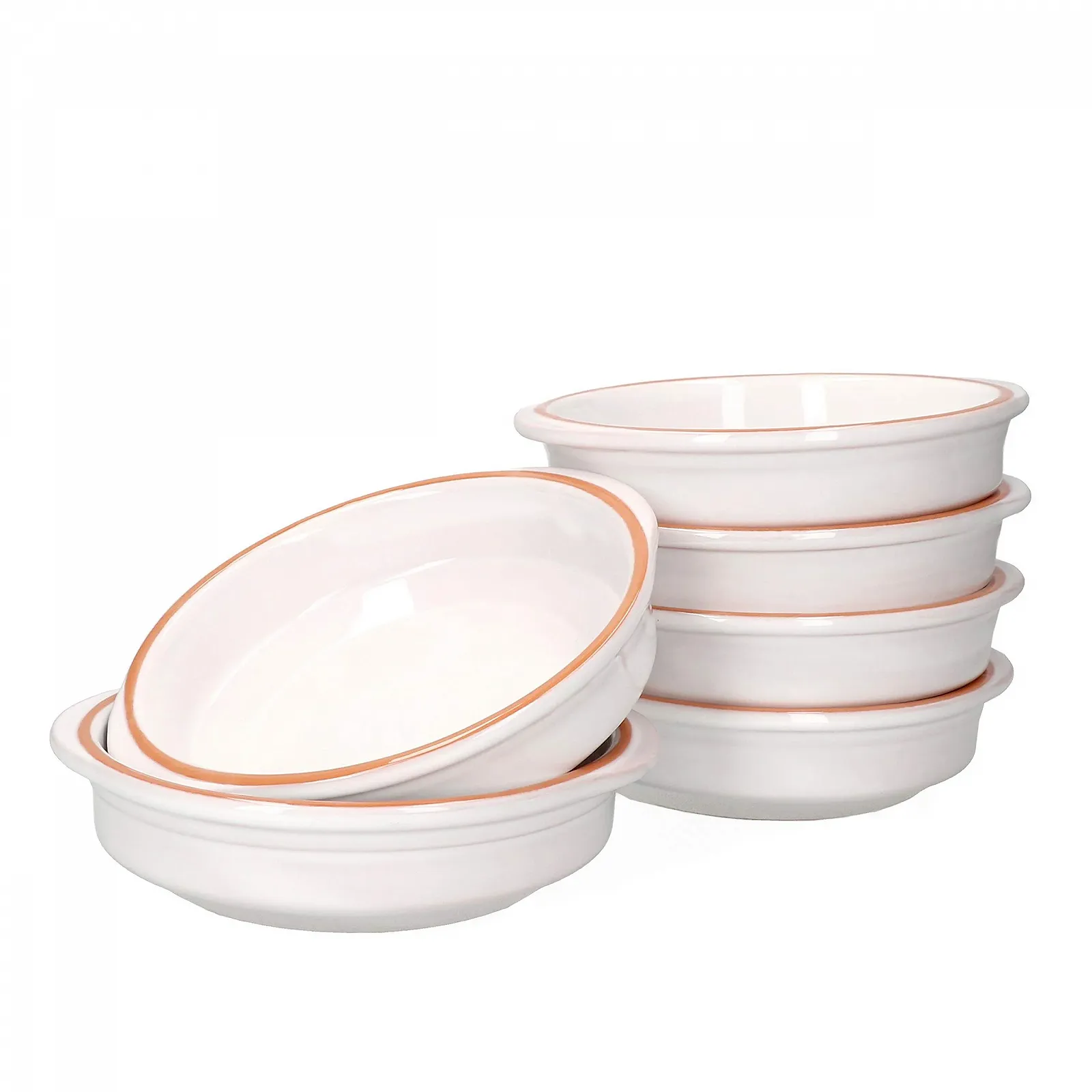 Набір форм для запікання MamboCat Cazuela Ille 6 шт. 16,5 см 300 мл Круглі Керамічні Білі глазуровані, фото №1