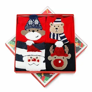 Рождественские носки Diealles Shine, 4 пары, хлопковые, теплые, для женщин и детей, стиль 2, разноцветные - Фото 1