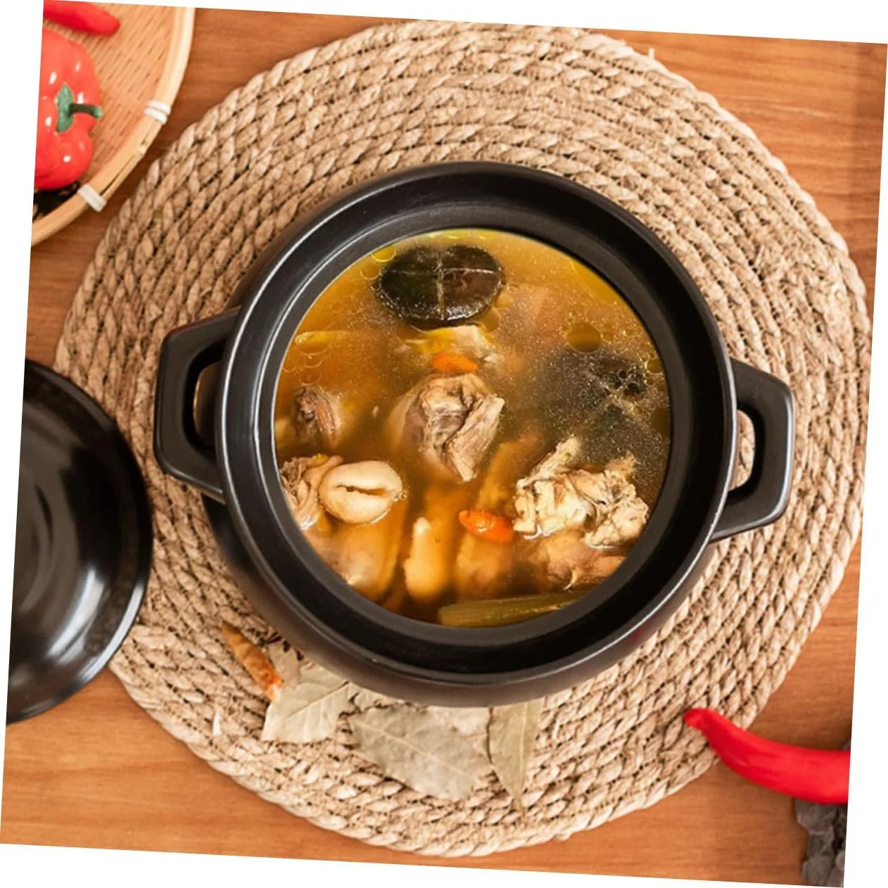 Кастрюля керамическая с крышкой термостойкая черная, фото №9