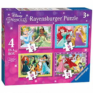 Пазл Ravensburger Disney Princess 4 in a box 12, 16, 20, 24 элементов - Фото 1