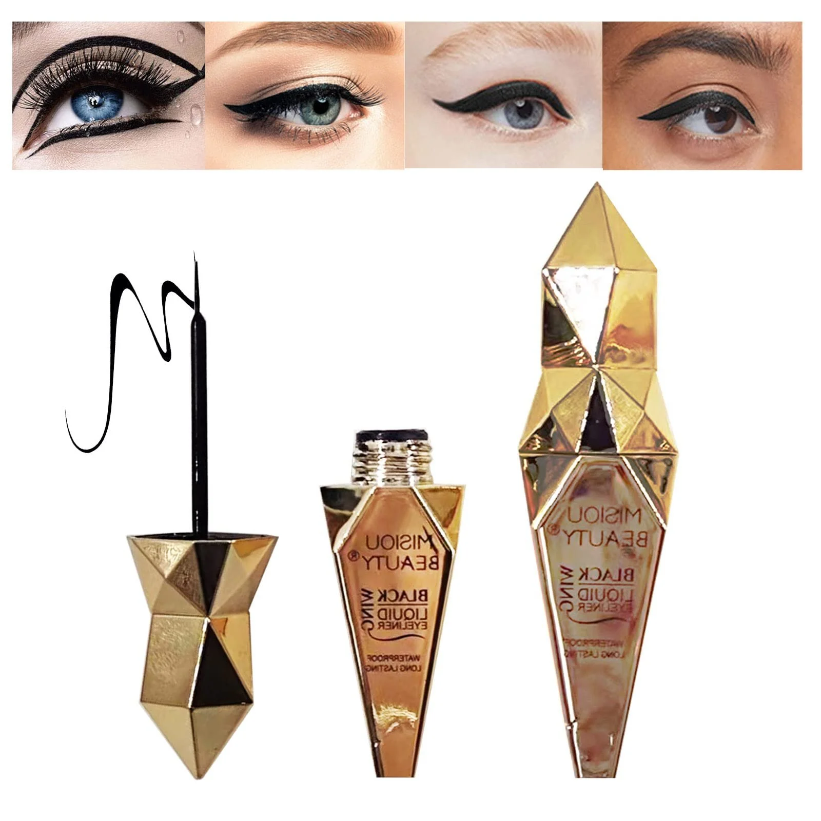 Підводка для очей у маленькому золотому тюбику, ультратонка, швидковисихаюча, чорна, фото №1