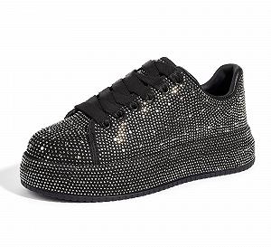 Кросівки LUCKY STEP Rhinestone для жінок, платформа, блискучі, тенісні туфлі, модні весільні кросівки для прогулянок - Фото 1