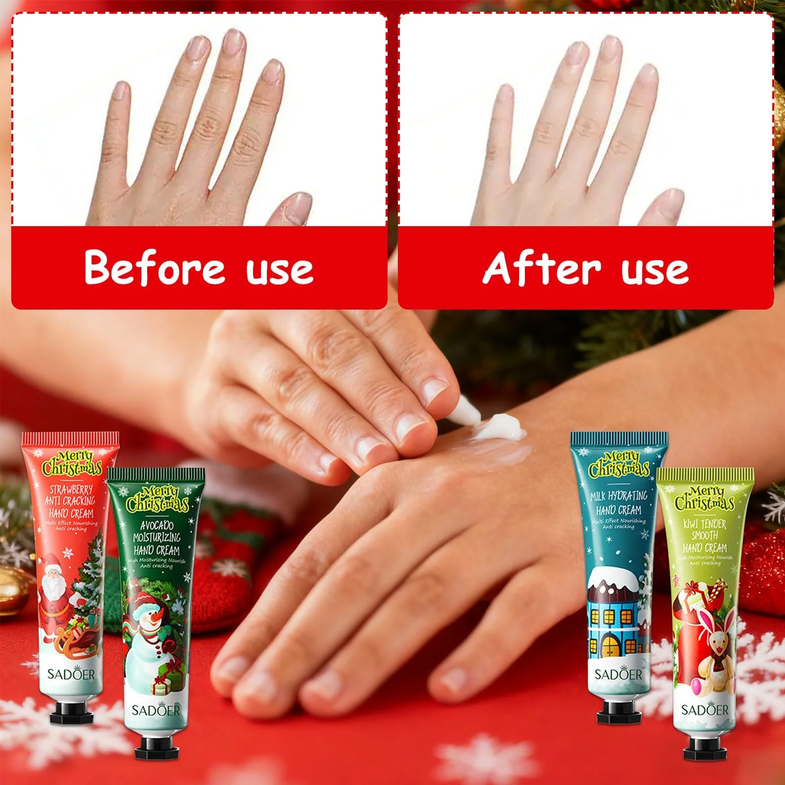 Набір Міні-кремів для рук Різдвяний набір кремів для рук, 8 шт, фото №4