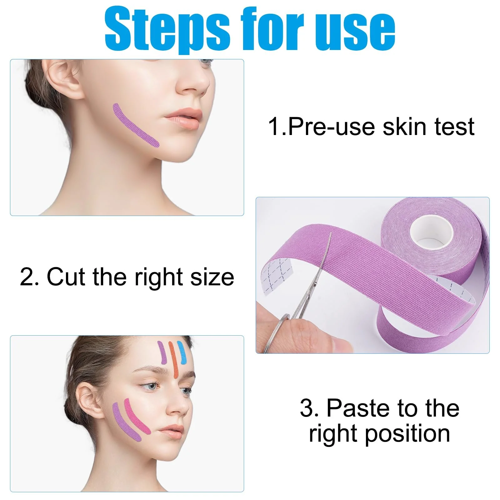 Лifting Tapes Набір 4 шт. Face Tape Anti Wrinkle 2.5 см x 5 м Різні кольори, фото №5