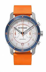 Годинник DeTomaso Venture Chrono LE Білий Синій чоловічий аналоговий кварцовий ремінець помаранчевий, сріблястий, шнурок - Фото 1