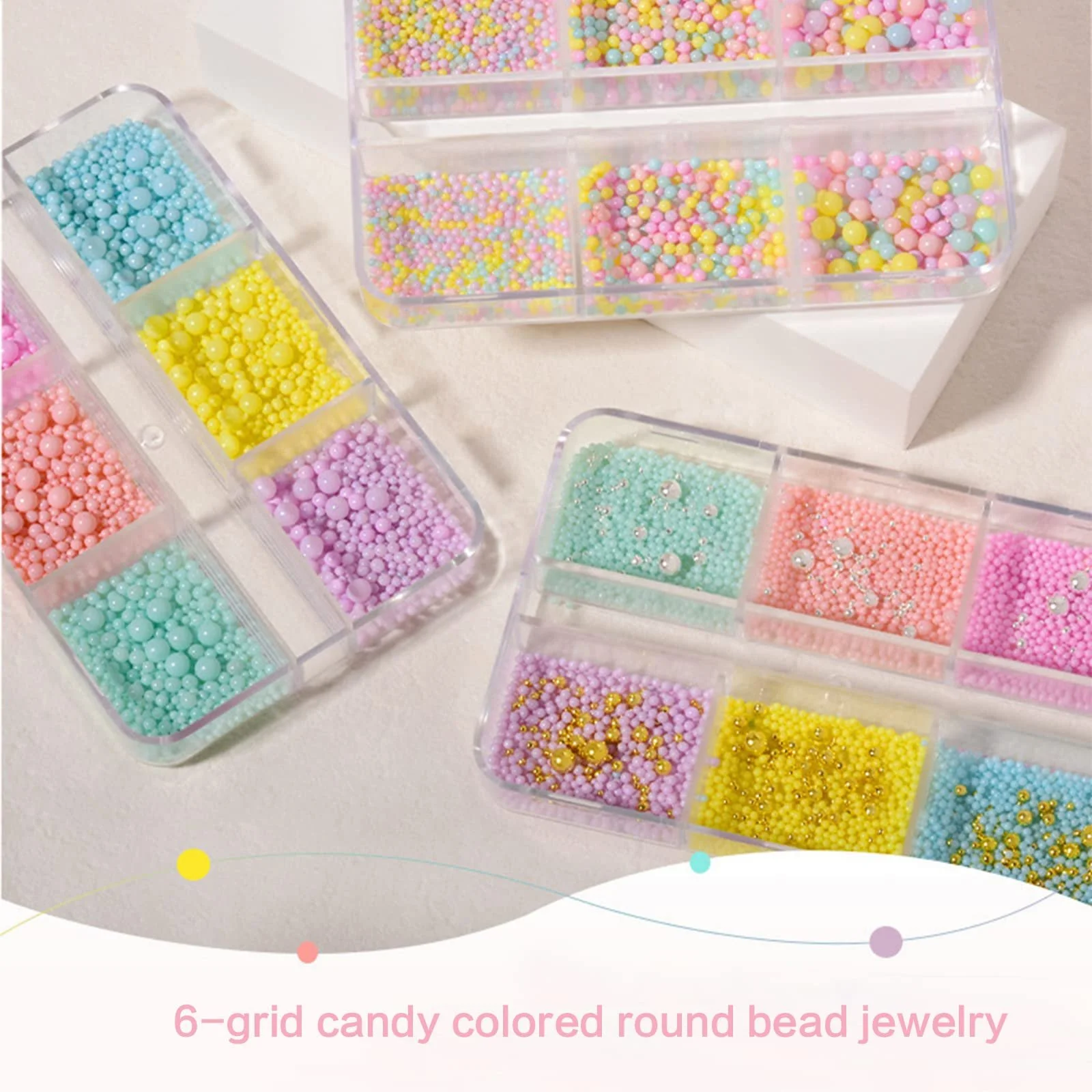 Бусины для ногтей Золотые заклепки для ногтей Круглые икорные бусины для ногтей Золотой круглый жемчуг для мобильного телефона Ногти для лица, фото №6