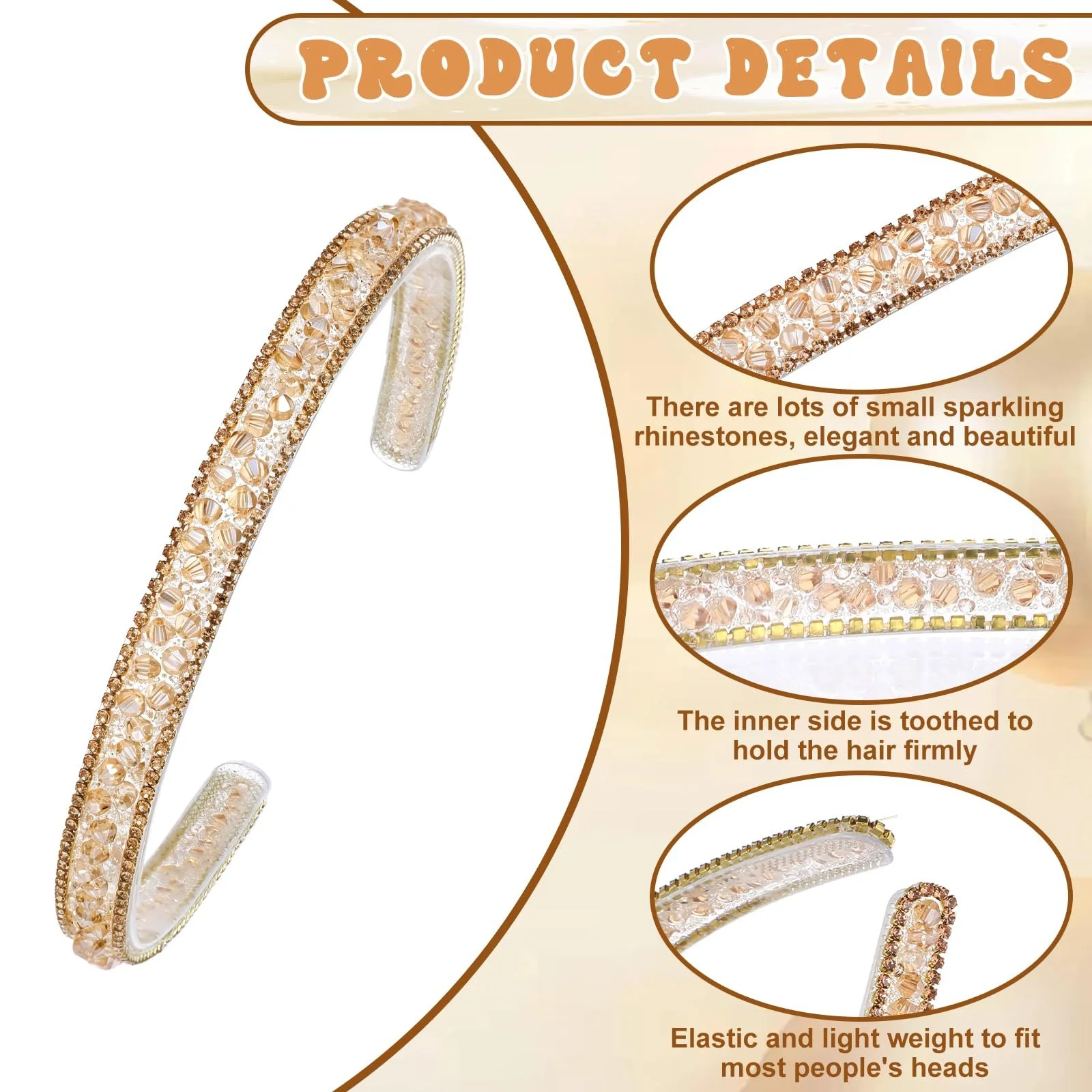 Обруч Блестящий для женщин со стразами, фото №3