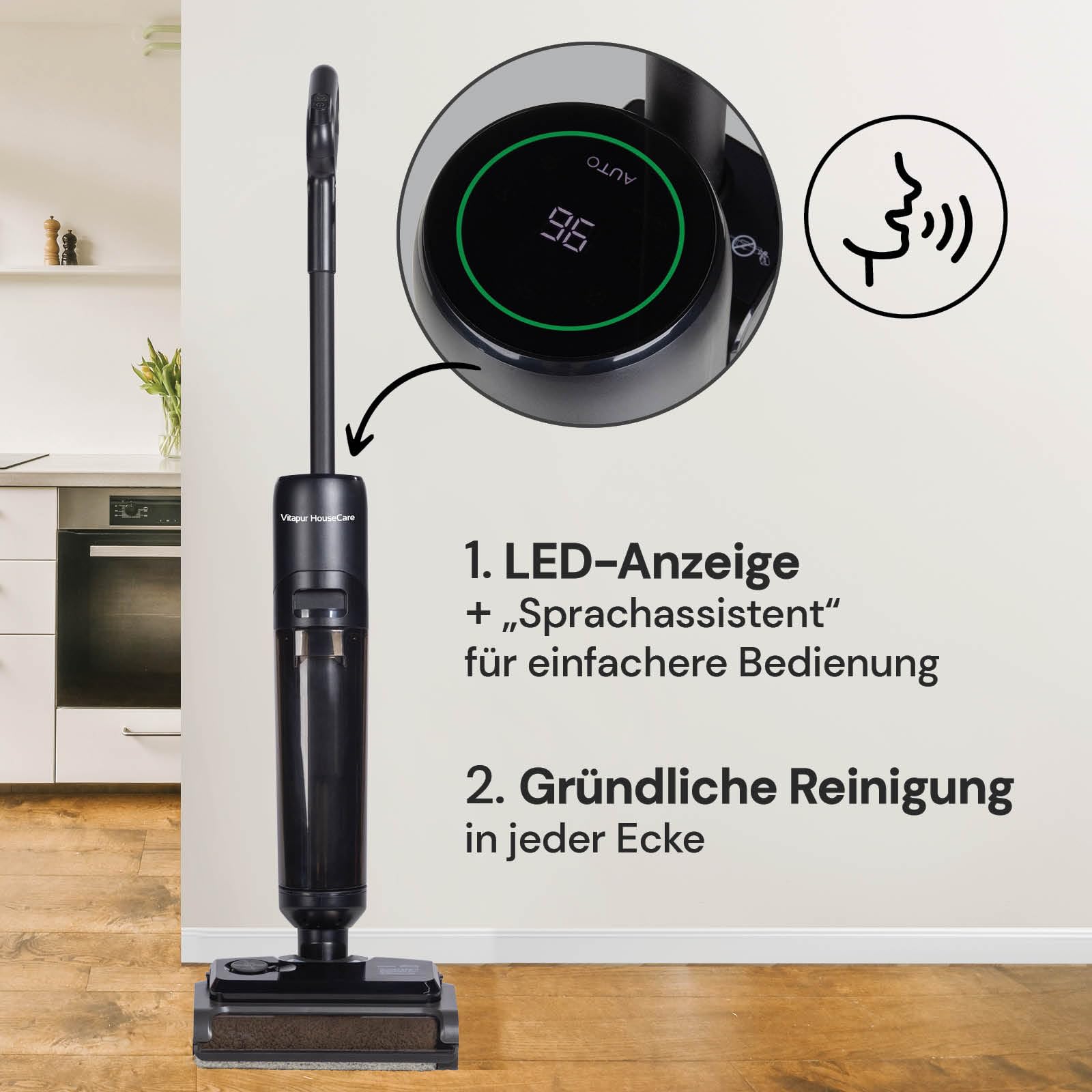 Пылесос ROSMARINO Vitapur ComboClean Pro 2-в-1 Аккумуляторный 220 Вт Ёмкость для воды, фото №5