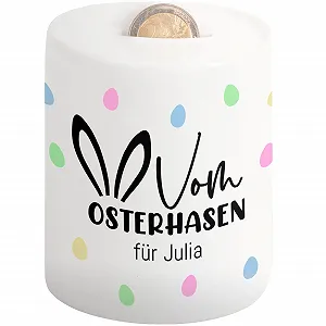 Скарбничка персоніфікована "Від Великоднього зайчика" керамічна для хлопчиків та дівчаток - Фото 1