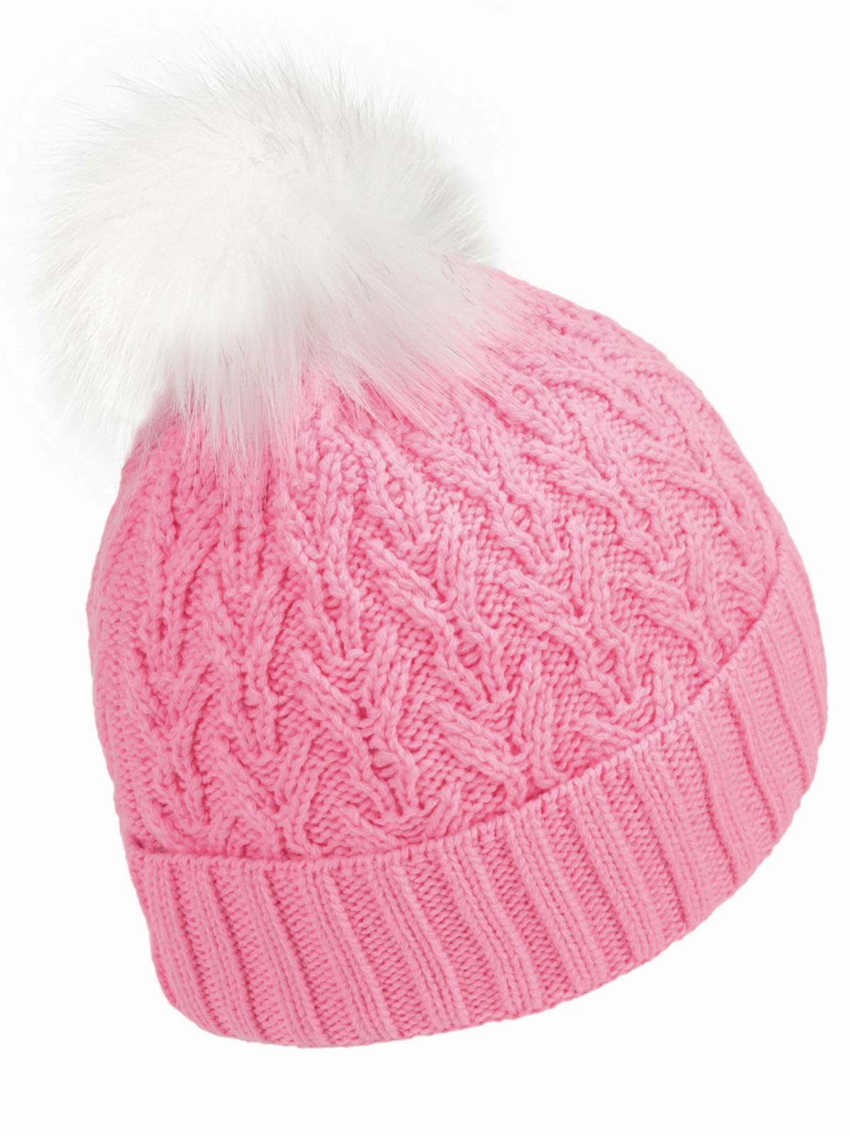 В'язана шапка Marhatter Зимова для дівчат з помпоном з бантом та блискучим камінням, рожева, фото №2 В'язана шапка Marhatter Зимова для дівчат з помпоном з бантом та блискучим камінням, рожева, фото №2