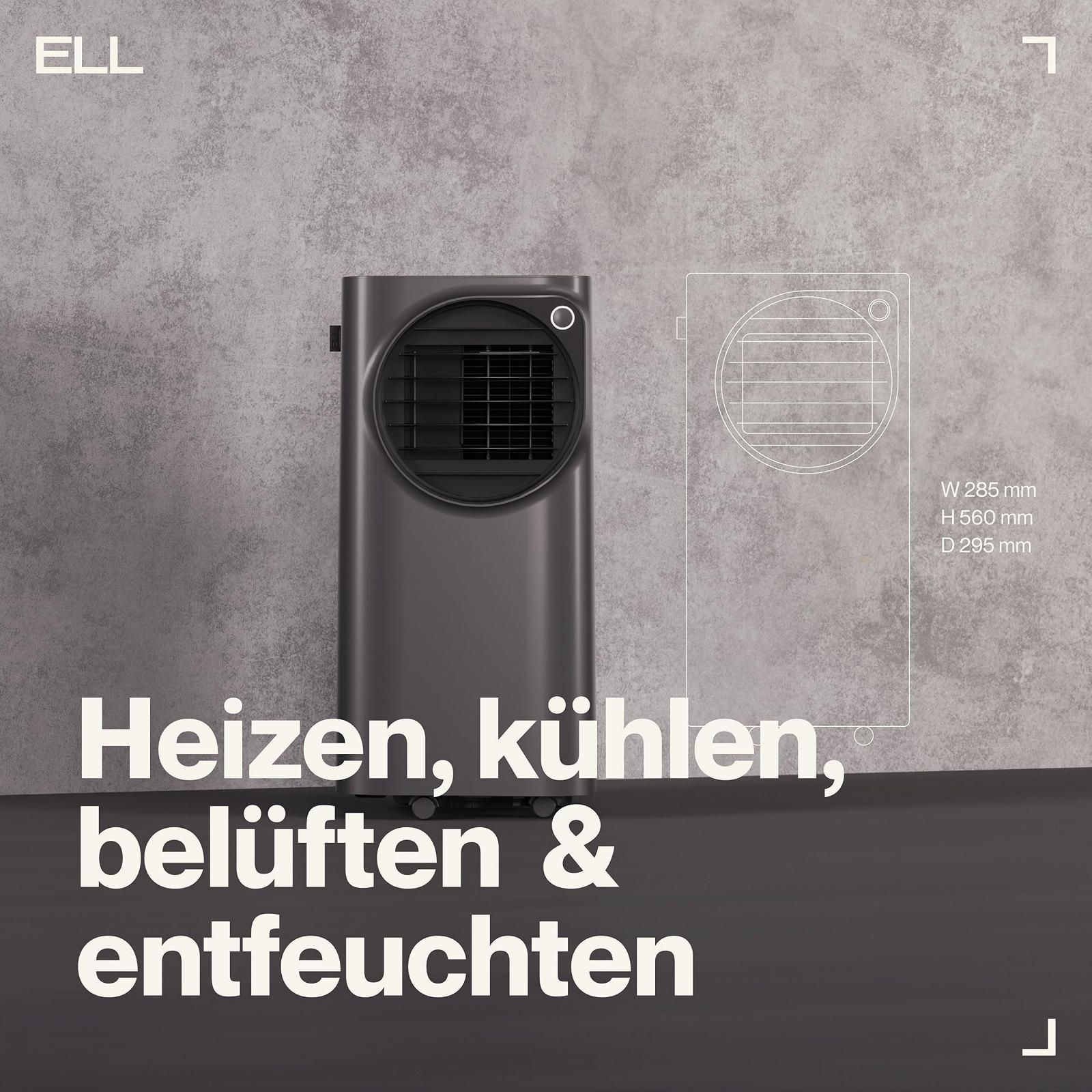 Мобільний кондиціонер 4-в-1 ELL Atmos 12000 BTU охолодження 9000 BTU обігрів Wi-Fi Сірий антрацит, фото №3