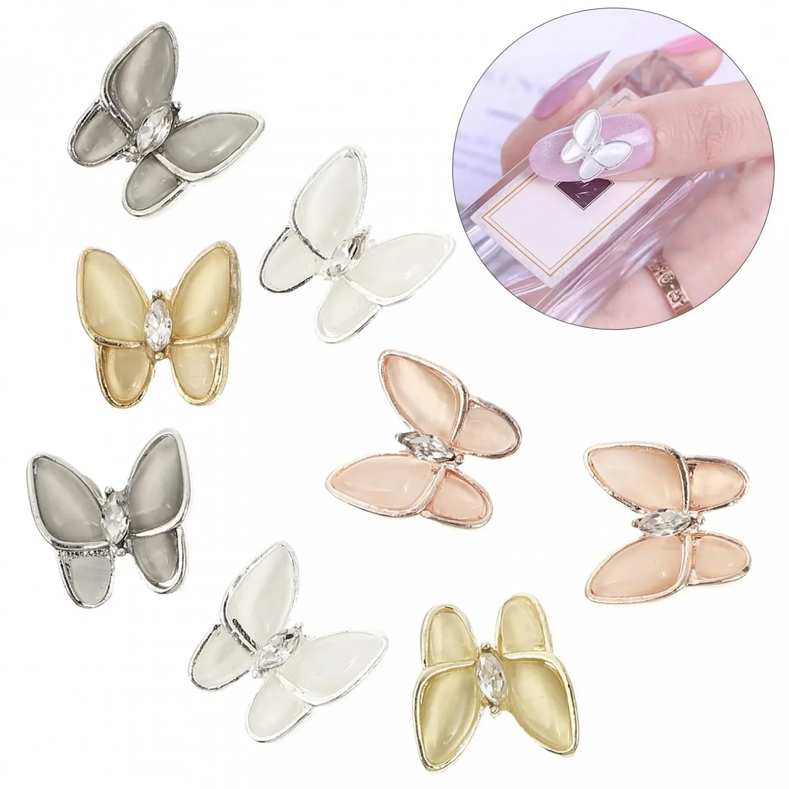 Украшение для ногтей Healeved, 2 шт, шик, с цирконовыми бабочками, розовое золото и платина, для творческого дизайна ногтей и ювелирных изделий, фото №8 Украшение для ногтей Healeved, 2 шт, шик, с цирконовыми бабочками, розовое золото и платина, для творческого дизайна ногтей и ювелирных изделий, фото №8