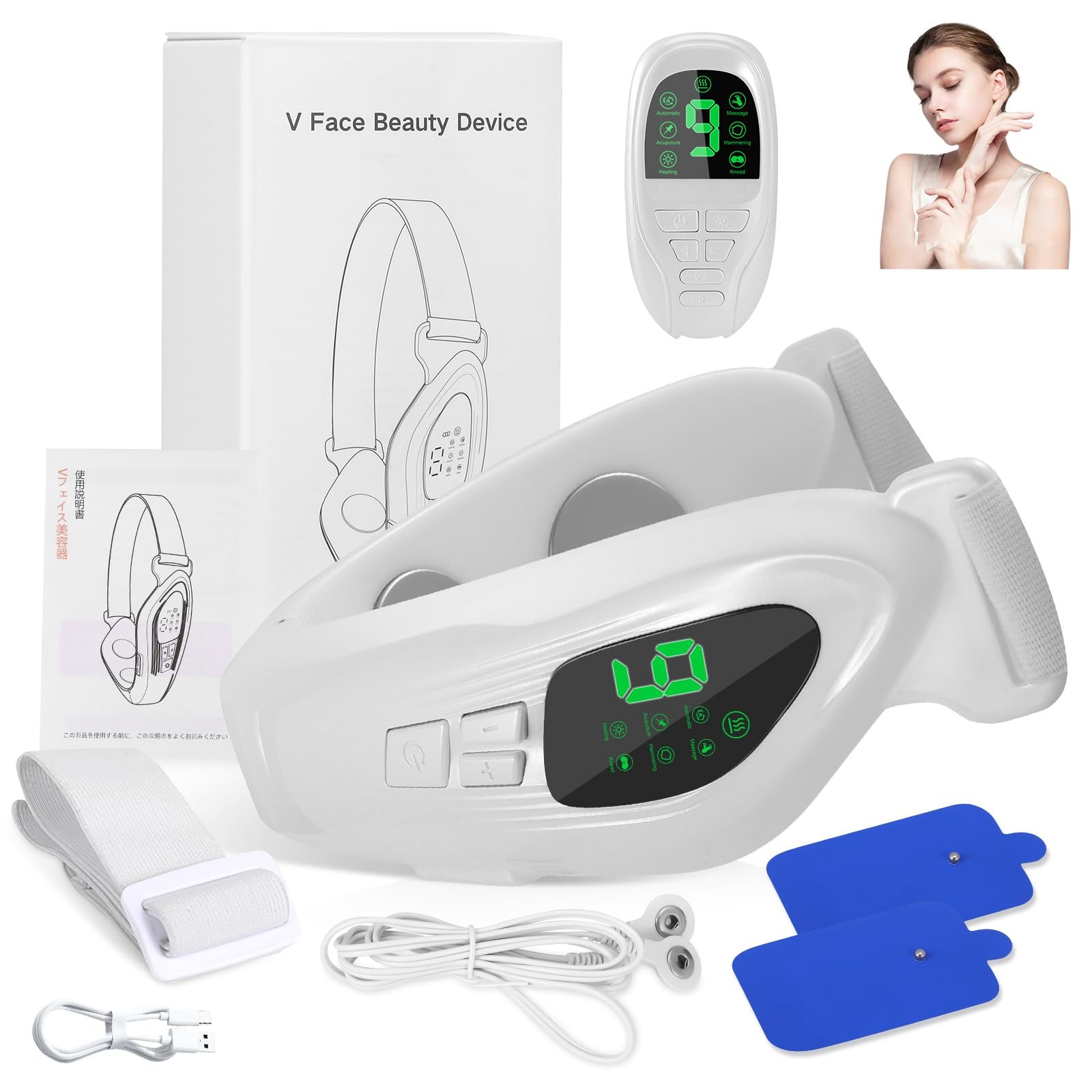 Електричний V-подібний масажер для формування обличчя EMS Gua Sha з дисплеєм, масажер для обличчя для видалення подвійного підборіддя з 6 EMS і 18 рівнями інтенсивності проти зморшок, для поліпшення, фото №9