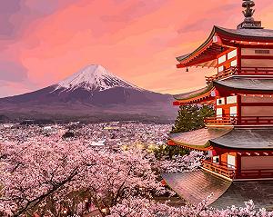 TN1035 Набір алмазної мозаїки на підрамнику Сакура біля Фудзіями - Фото 1