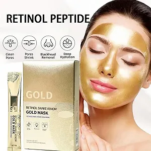 Маска Retinol Snake Venom Gold, Золотая пептидная маска для лица, Золотая коллагеновая маска-пленка для лица, Золотая антивозрастная маска для лица для глубокого очищения, Увлажняющая маска для уменьшения мелких морщин synthetic.ua - Фото 1