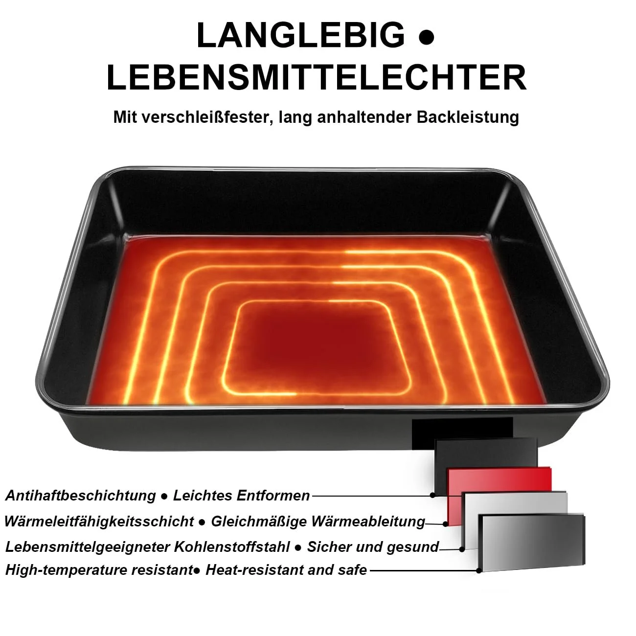 Форма для выпечки 35 x 25 x 6 см прямоугольная эмалированная антипригарная, фото №3