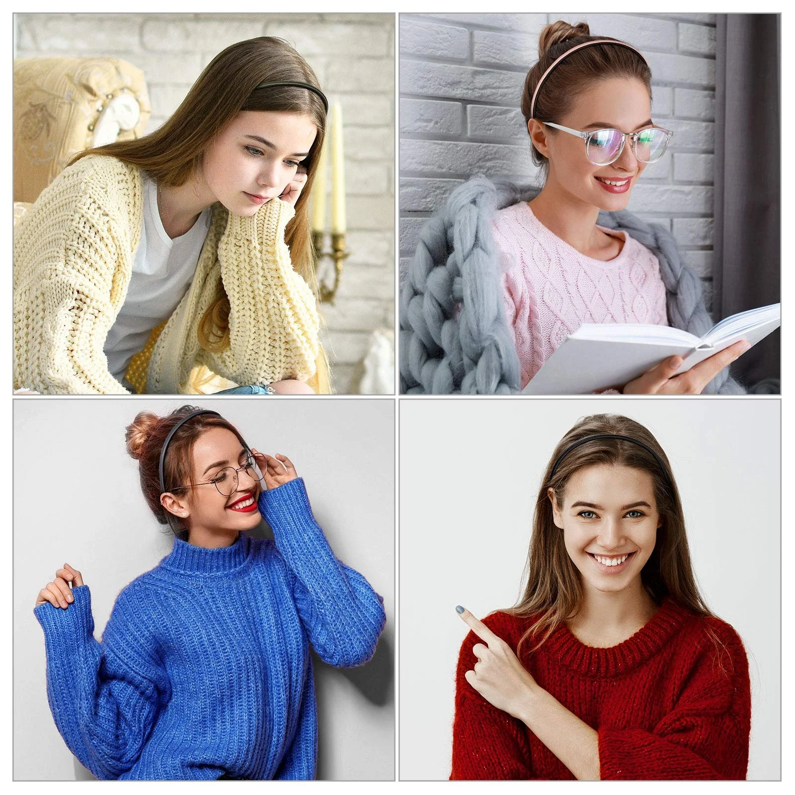 Набір пластикових тонких обручів для волосся, покритих шкірою, 6 кольорів, фото №6