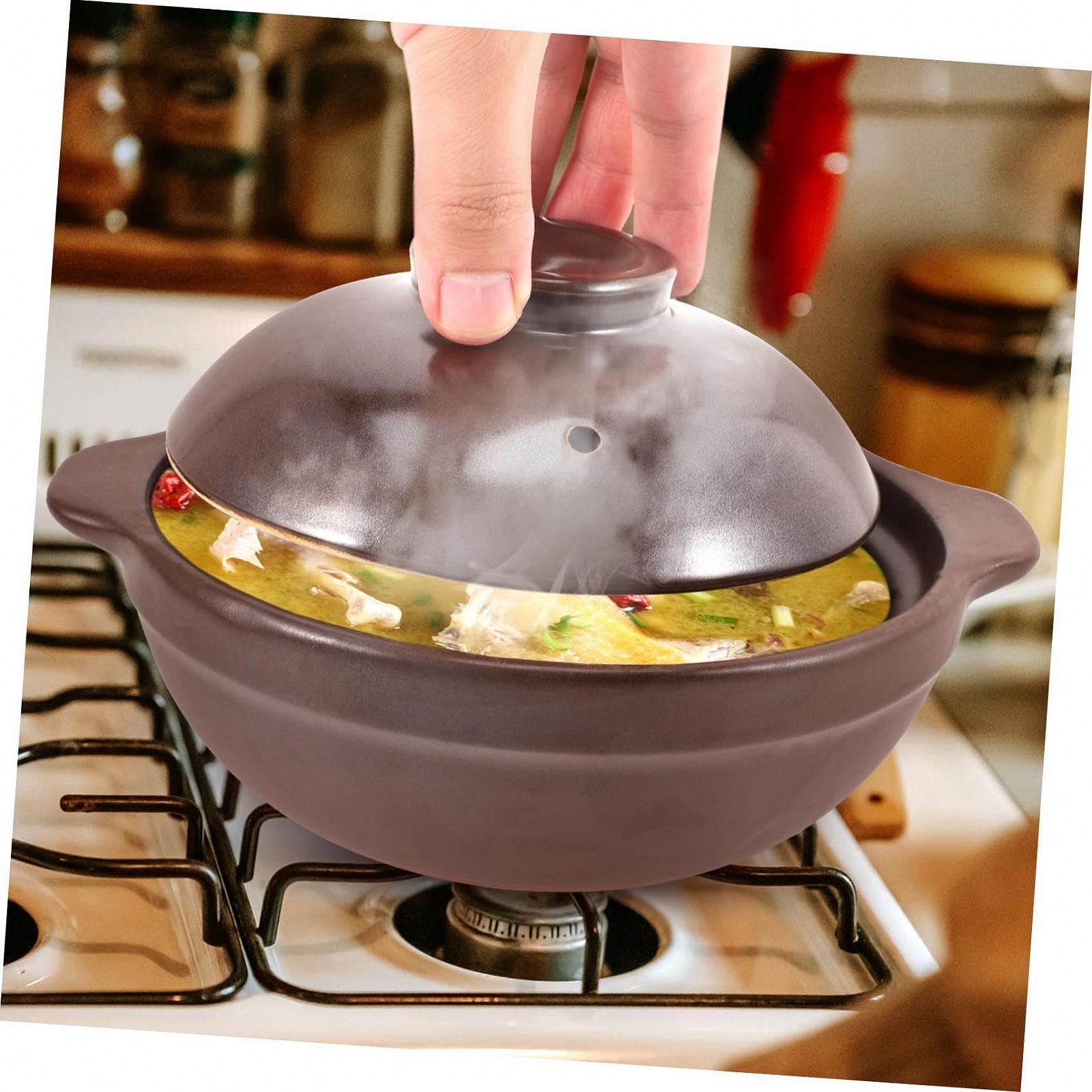 Керамічний горщик TOYANDONA з кришкою жаростійкий для газової плити коричневий, фото №7 Керамічний горщик TOYANDONA з кришкою жаростійкий для газової плити коричневий, фото №7