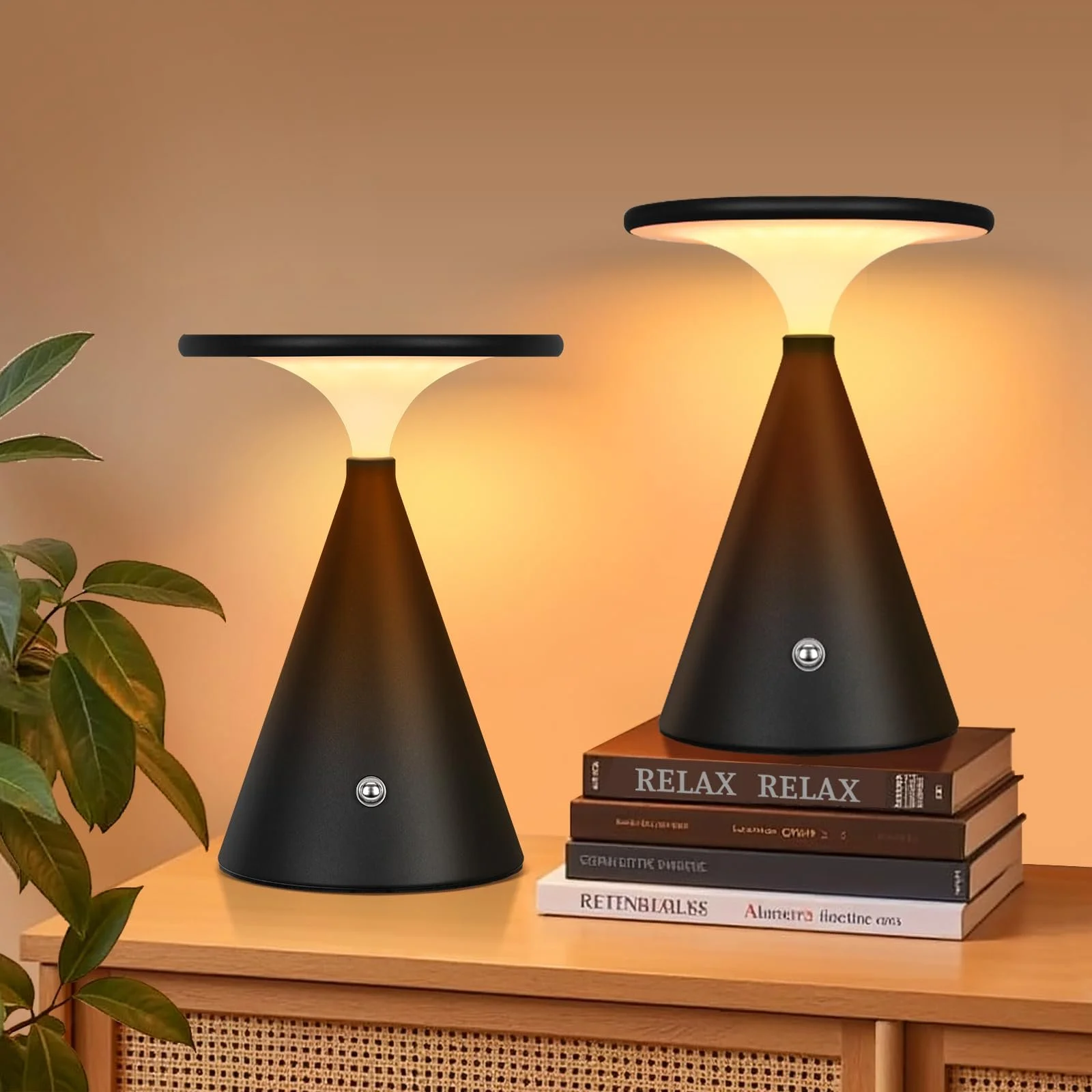 Настільна лампа LED 4000mAh Dimmable Battery Outdoor/Indoor Touch 3 Colors Чорна, 2 шт., фото №1