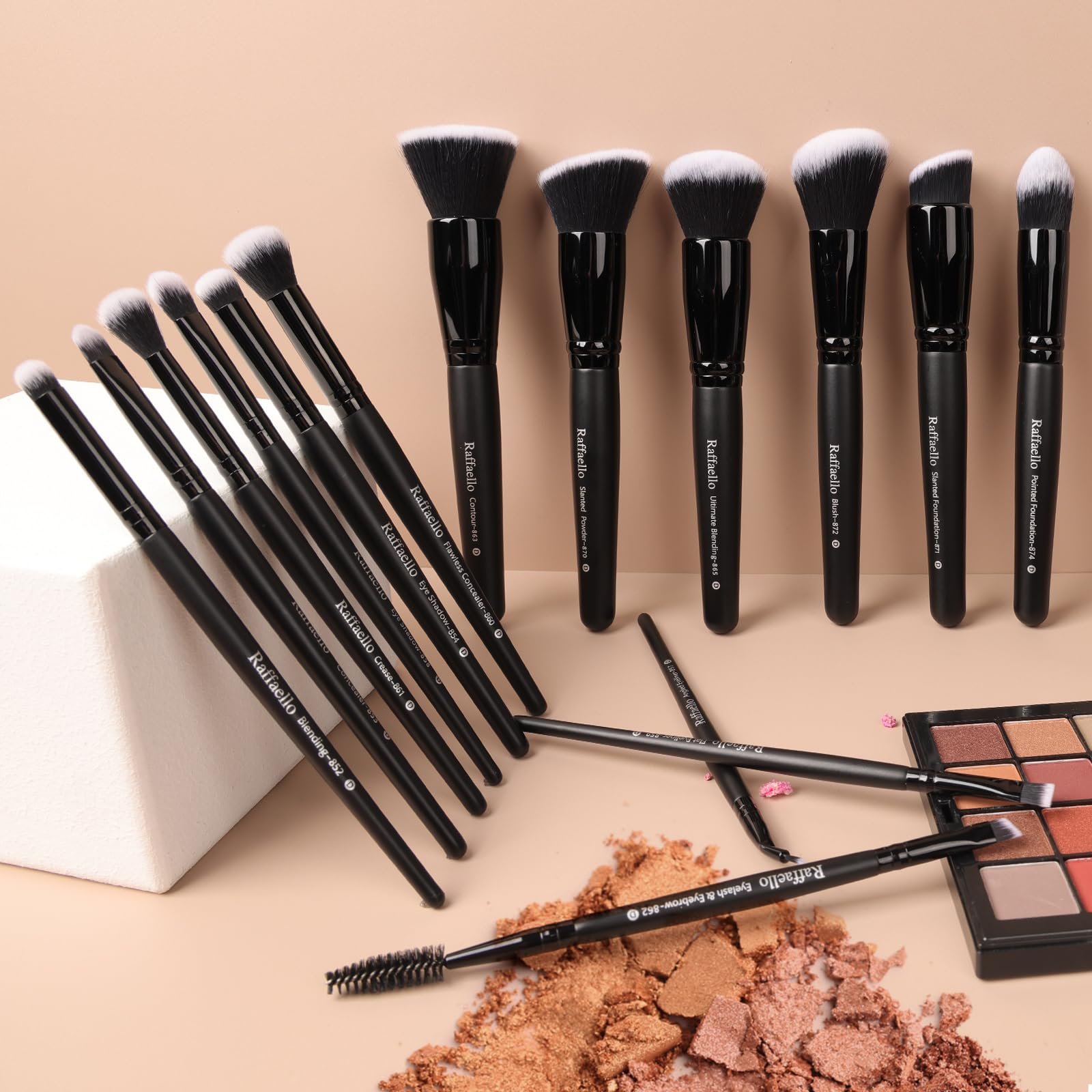 Набор кистей для макияжа 15 штук Professional Synthetic Premium Travel Кисти для макияжа Cruelty Free Bristles Foundation Powder Blush Cosmetic Brush Gift, фото №7