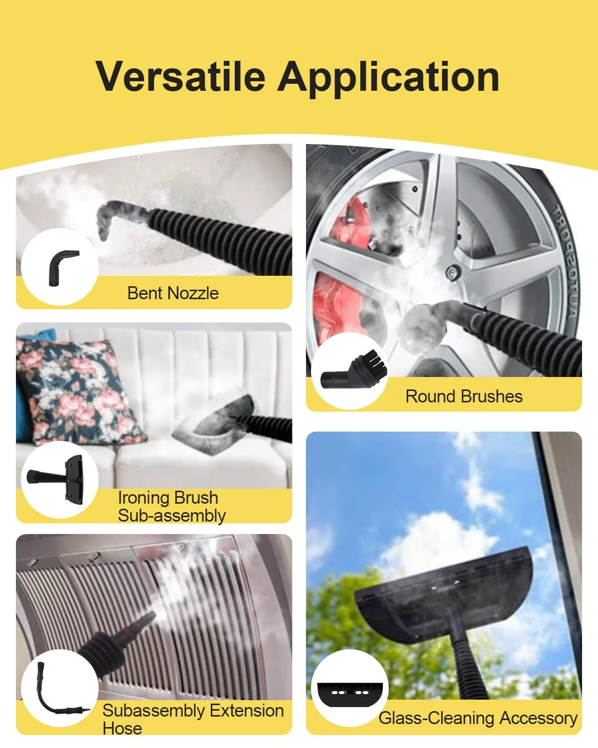 Ручний пароочисник KOK 1500 W 105°C 10 аксесуарів, фото №6 Ручний пароочисник KOK 1500 W 105°C 10 аксесуарів, фото №6