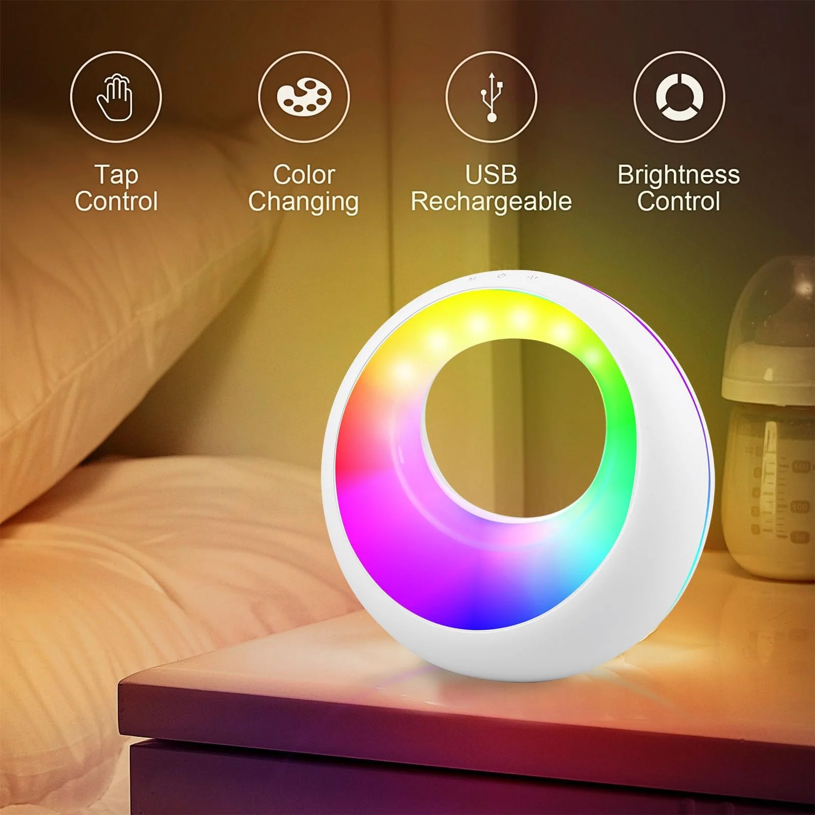 Настільна світлодіодна лампа RGB Сенсорна з пультом, фото №7