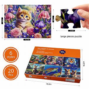 Пазл 6-20 элементов крупные простые цветные детали для пожилых людей synthetic.ua - Фото 1