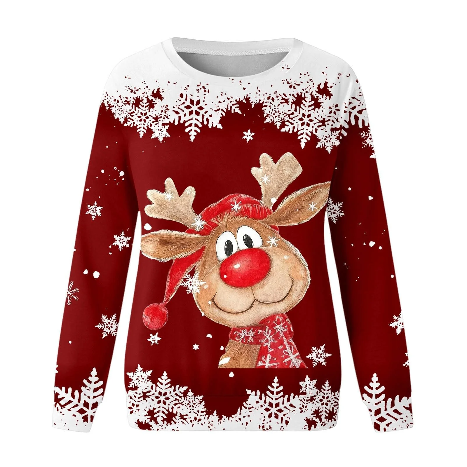 Рождественский свитер Детский Рождественский свитер с забавным рисунком Круглый вырез Длинный рукав Рождественская тематика, фото №4