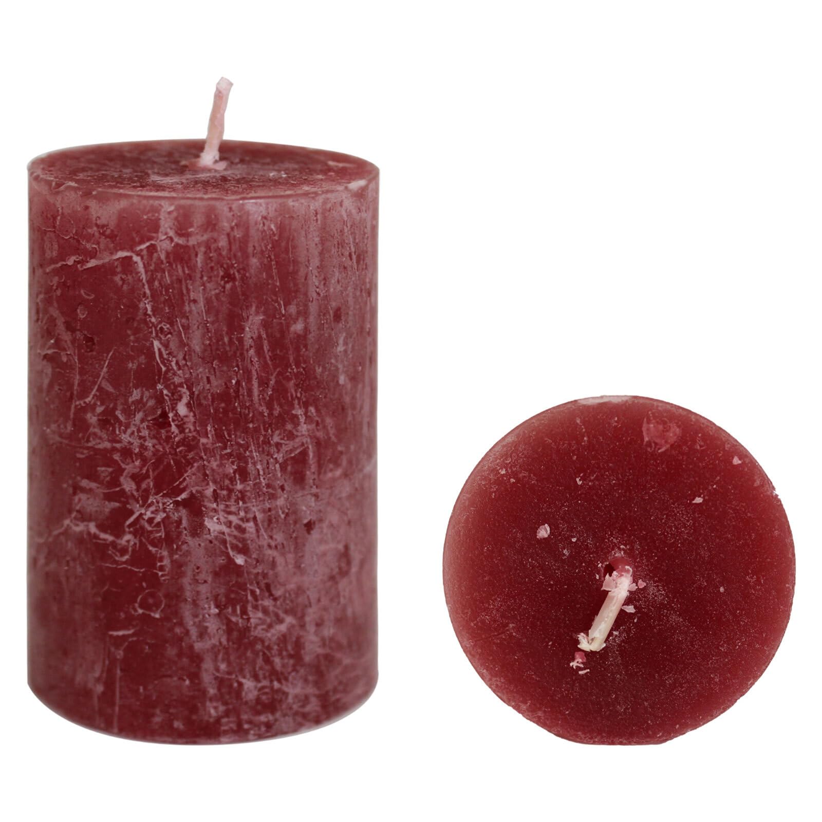 Свічки JEKA Kerzen GmbH Ebersbacher Rustic Pillar Bordeaux Діаметр 50 x Висота 80 мм 4 штуки, фото №4