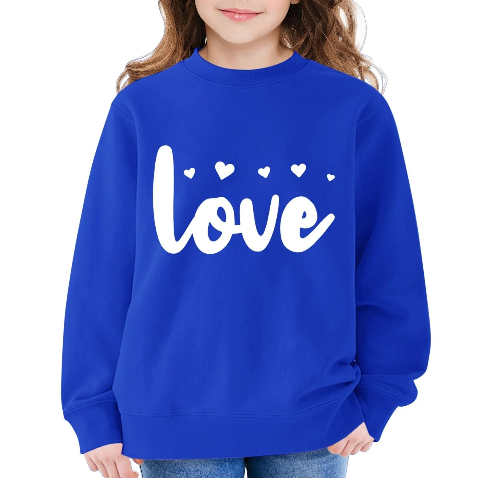 Джемпер Детский свитшот Милые девочки Круглый вырез Длинный рукав Хлопок Круглая шея Свободный Длинный рукав Теплая одежда Зимняя мода, фото №2