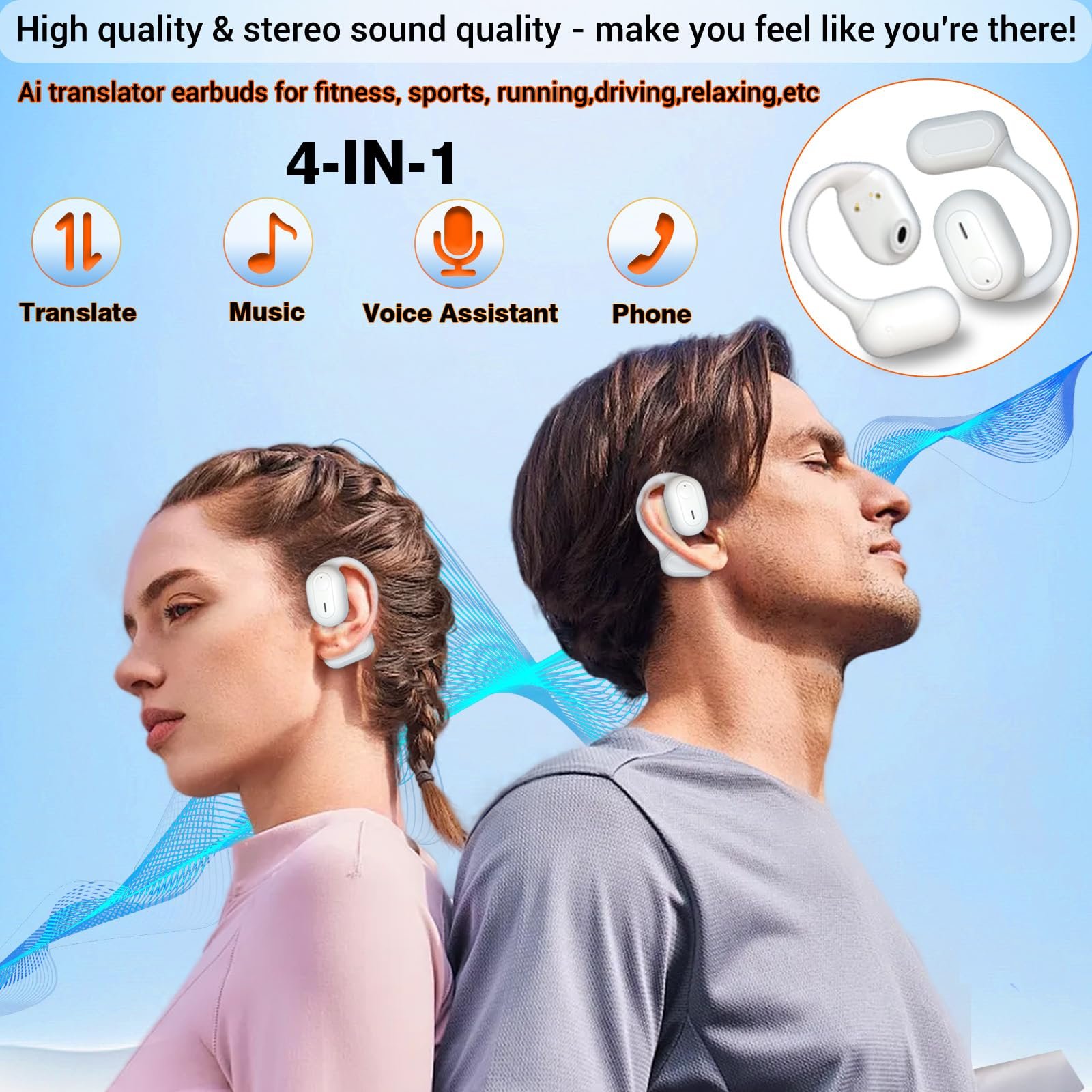 Навушники для перекладу Мов Ai 144+ Мов Bluetooth 5.4 для iOS та Android для подорожей, бізнесу та навчання, фото №5