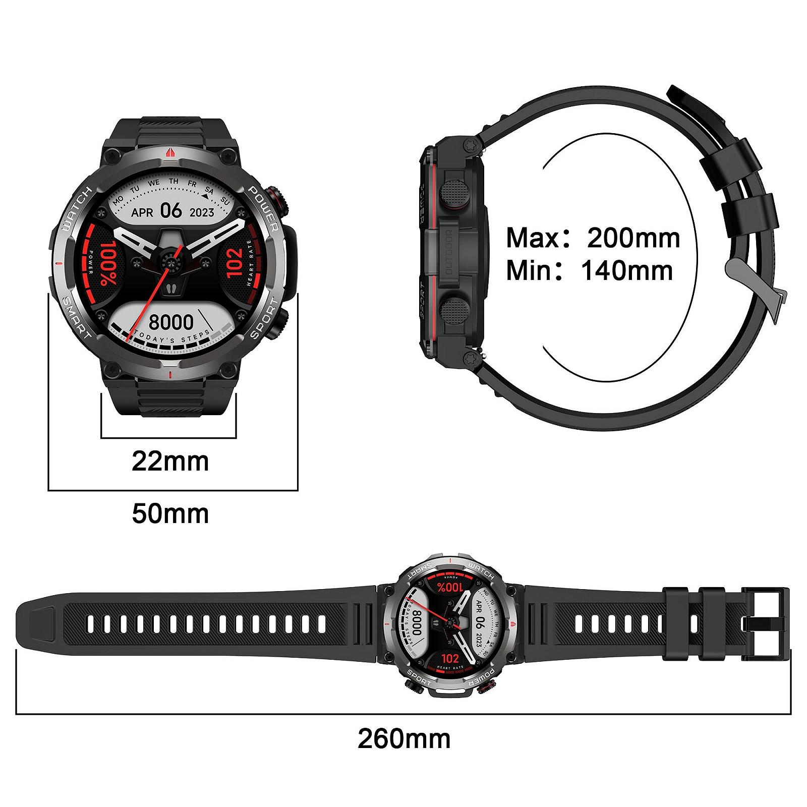 Смарт-часы Blackview W50, мужские, 1.39 дюйма, мониторинг сердечного ритма, SpO2, шагомер, мониторинг сна, 100 спортивных режимов, IP68, черный, фото №8