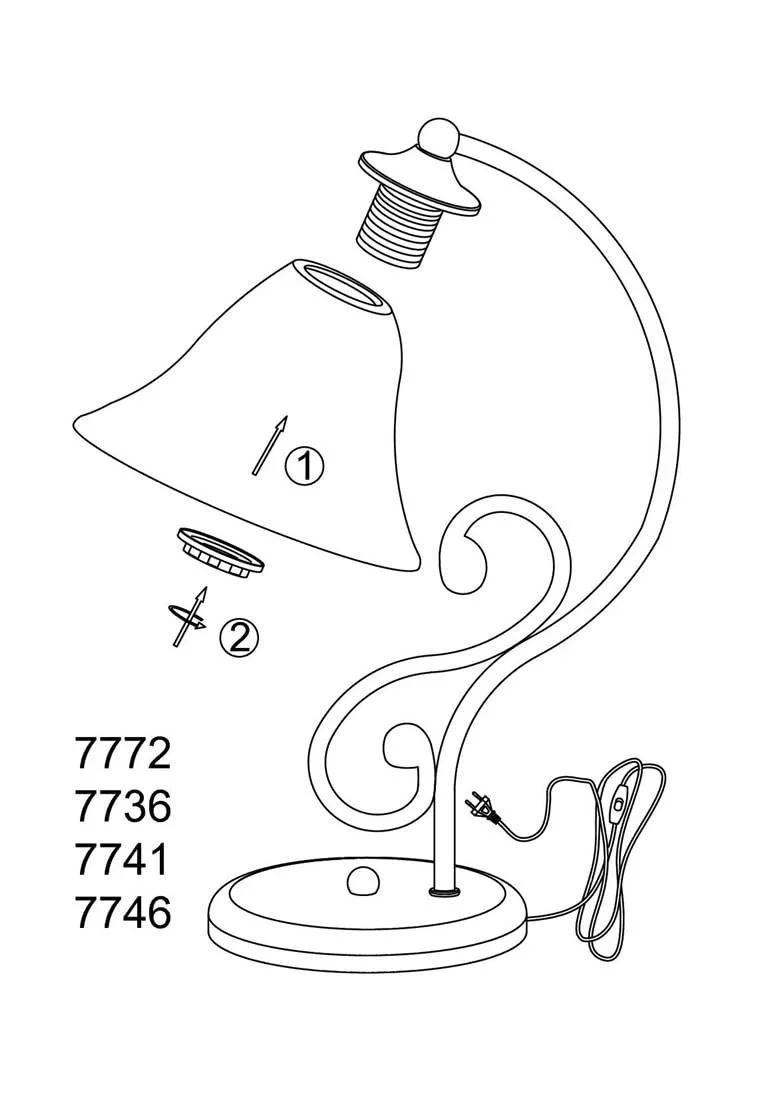 Настільна лампа Country Style 1/5/918 чорний матовий метал / скло «рисовий камінь» 390 мм, фото №4