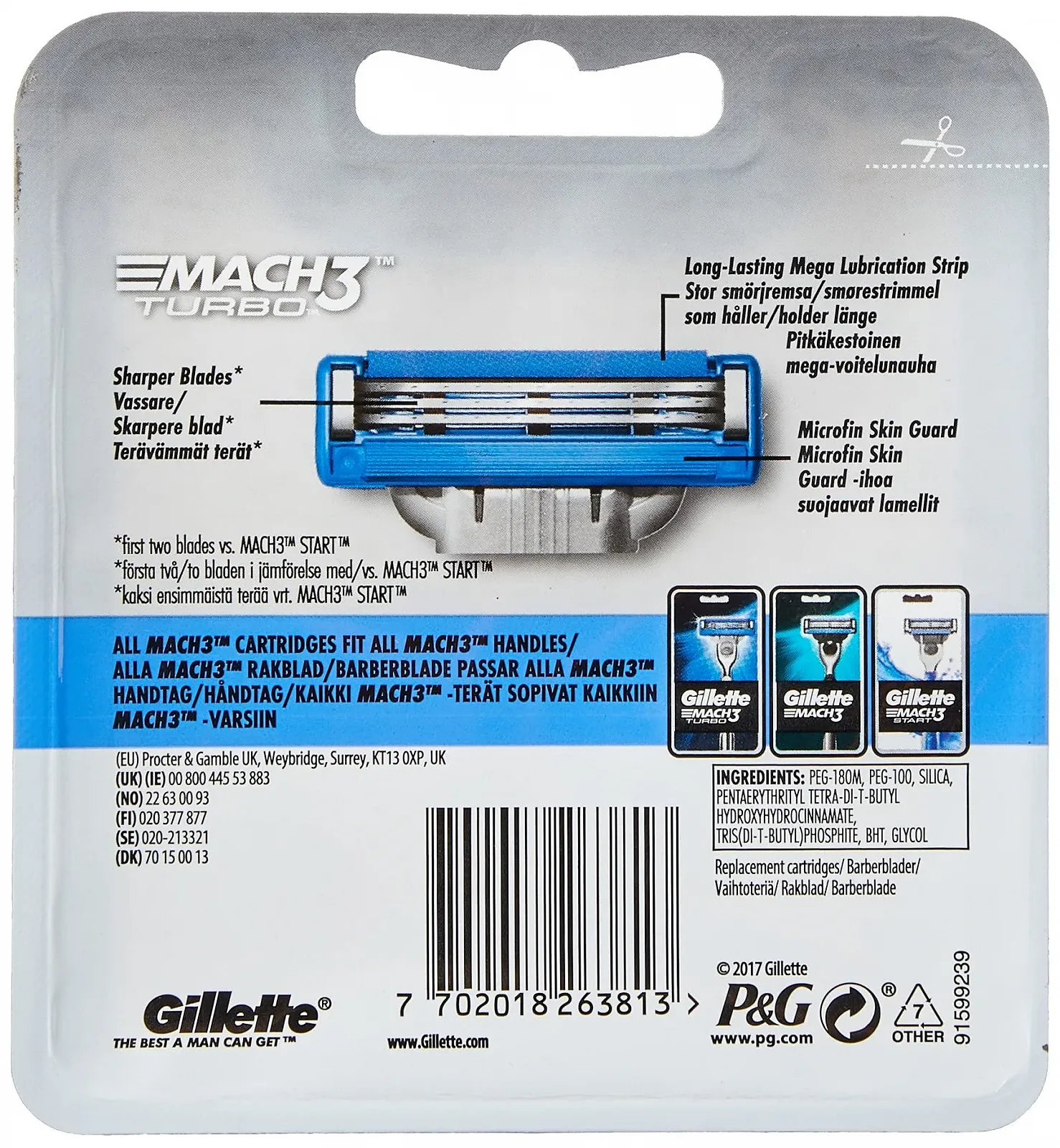 Лезвия для бритвы Gillette Mach3 Turbo 4 шт., фото №2