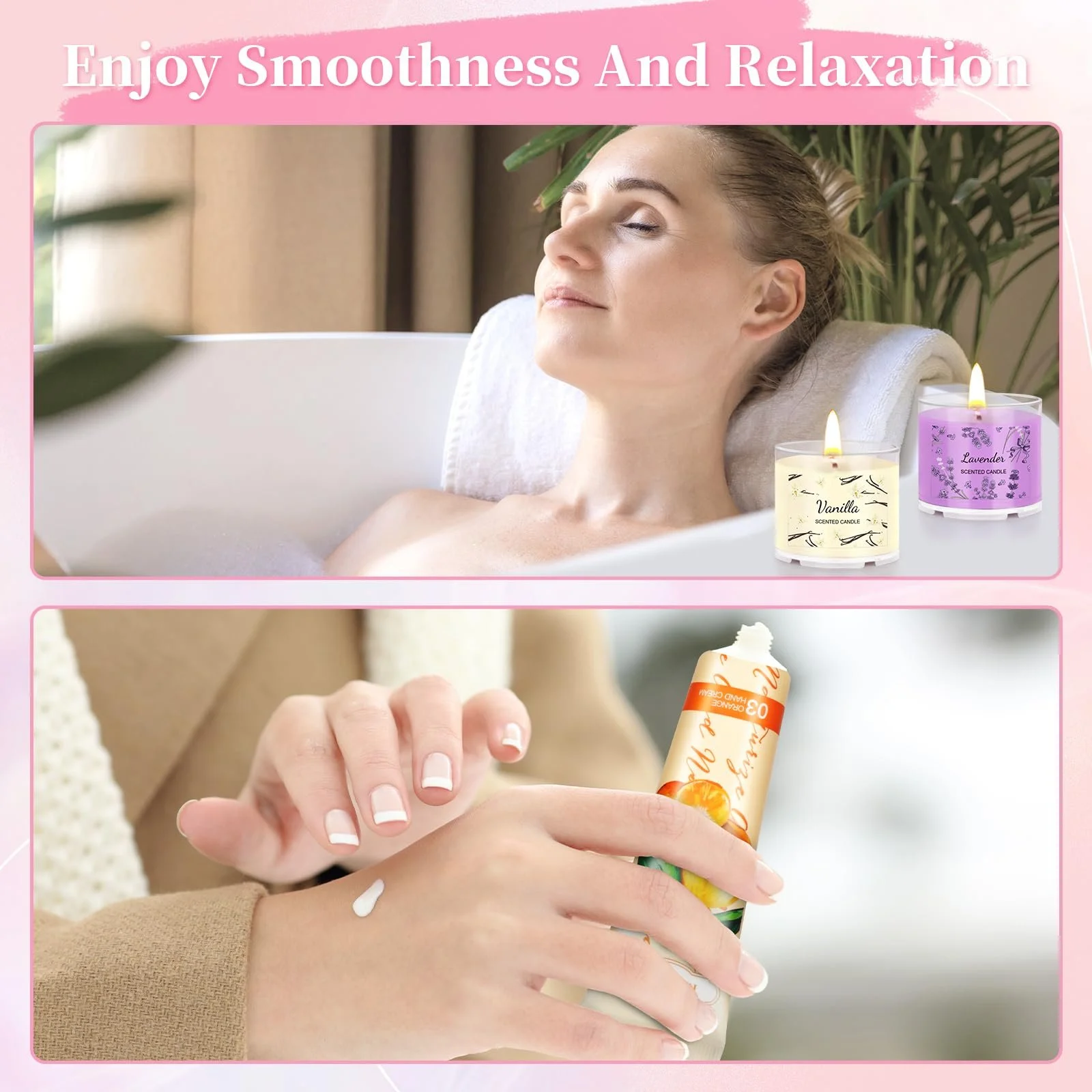Крем для рук Набір Ароматизовані свічки Подарунки для жінок, 6 кремів для рук i 4 ароматизовані свічки, фото №6