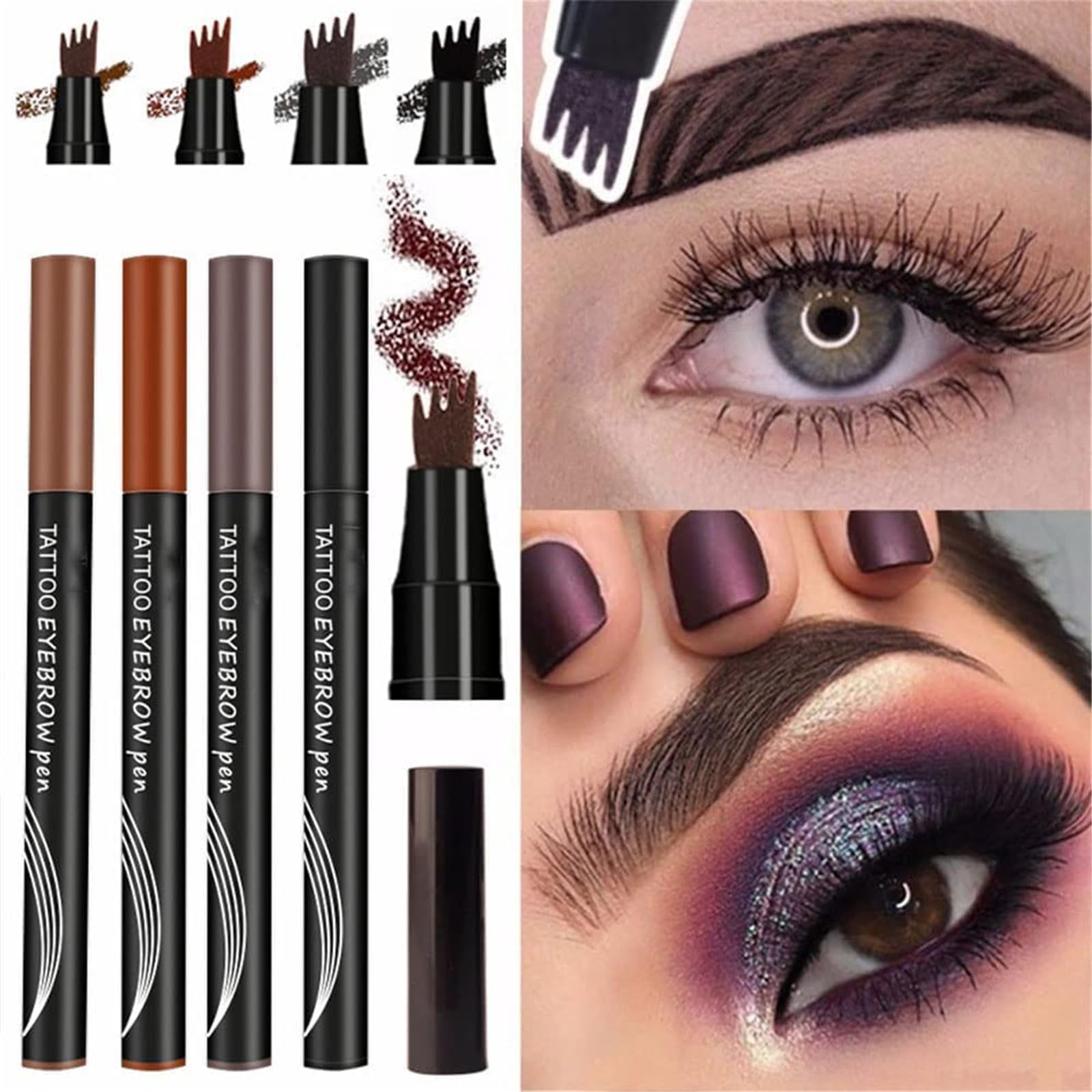Олівець для брів Roteral 4 Tip Microblade Eyebrow Pen Водостійкий Кавовий, фото №2